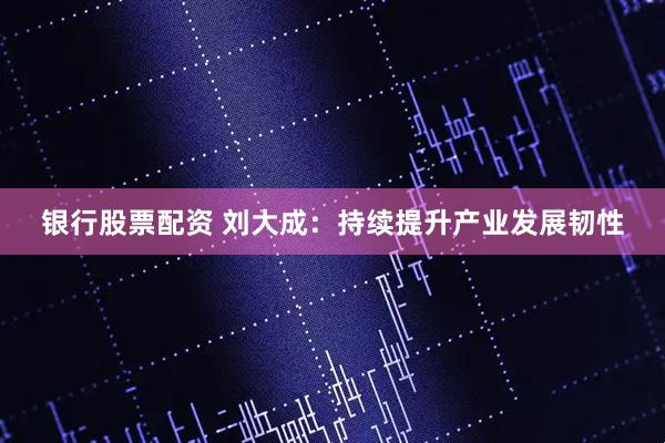 银行股票配资 刘大成：持续提升产业发展韧性