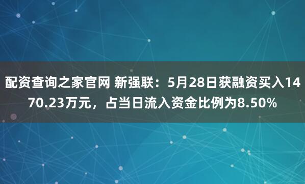 配资查询之家官网 新强联：5月28日获融资买入1470.23万元，占当日流入资金比例为8.50%