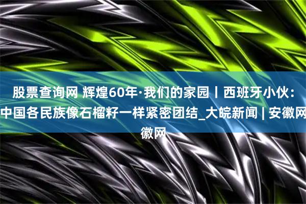 股票查询网 辉煌60年·我们的家园丨西班牙小伙：中国各民族像石榴籽一样紧密团结_大皖新闻 | 安徽网